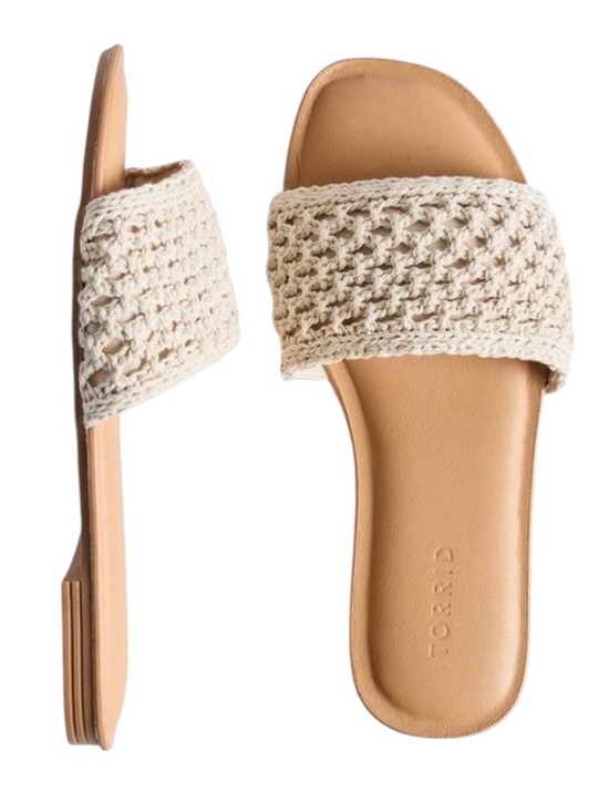 torrid Shoes - Torrid Crochet Single Band Slide Ivory Size 8.5WW NWT